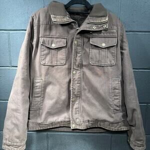 Victory Rugged Wear Canvas Jacket Brown Trucker Sherpa Lined Mens XL